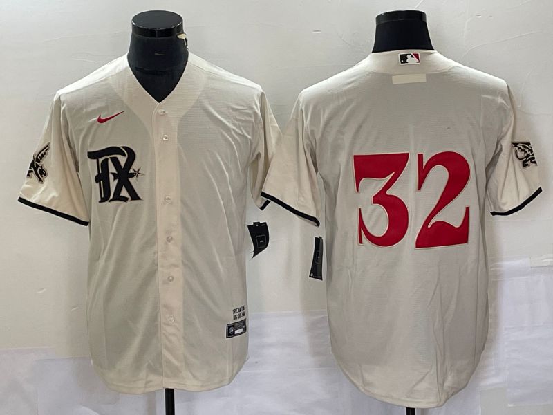 Men Texas Rangers 32 No Name Nike Cream 2023 City Connect MLB Jersey